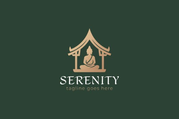 Golden Buddha Statue in Temple Logo
