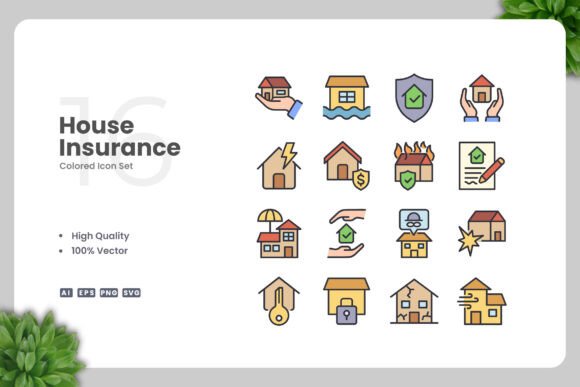 House Insurance Colored Icons