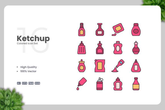 Ketchup Colored Icons for Modern Design Projects