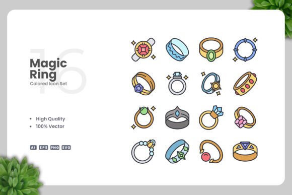 Magic Ring Colored Icons for Creative Projects