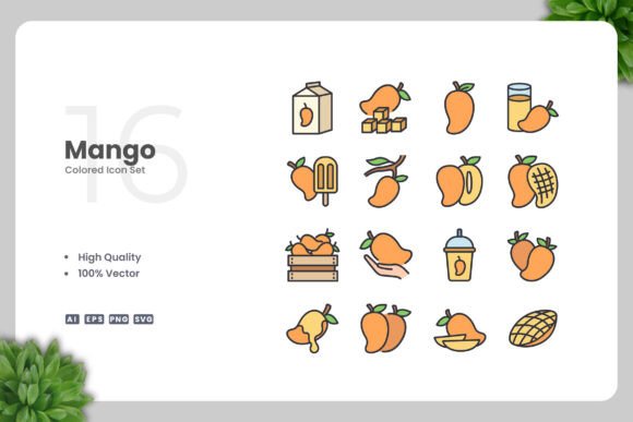 Mango Colored Icons for Modern Design Projects