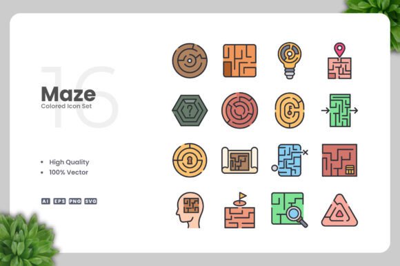 Maze Colored Icons: A Versatile Design Solution