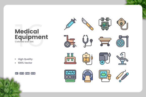 Medical Equipment Colored Icons for Every Need