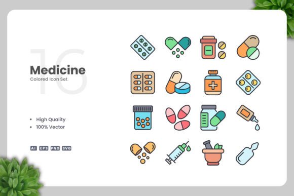 Medicine Colored Icons for Every Digital and Print Need