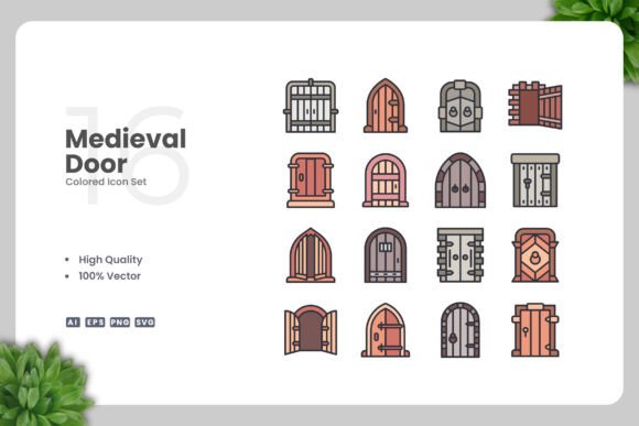 Medieval Door Colored Icons: A Perfect Blend of History and Modern Design