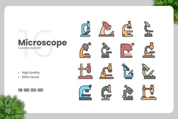 Microscope Colored Icons for Creative Projects