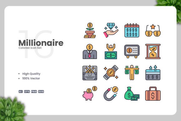 Millionaire Colored Icons: A Versatile Design Tool for Modern Creativity