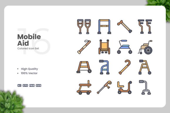 Mobility Aid Colored Icons