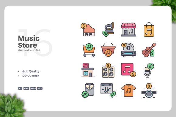 Music Store Colored Icons: A Perfect Blend of Simplicity and Creativity