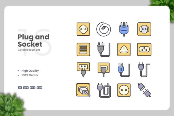 Plug and Socket Colored Icons for Modern Design Projects