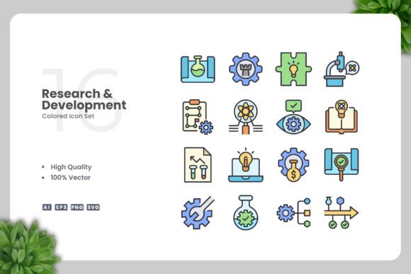 Research and Development Colored Icons: A Versatile Design Asset for Modern Projects