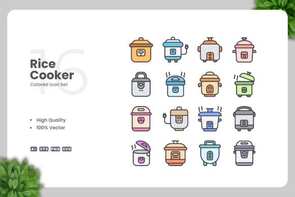 Rice Cooker Colored Icons: A Versatile Design Solution for Modern Projects