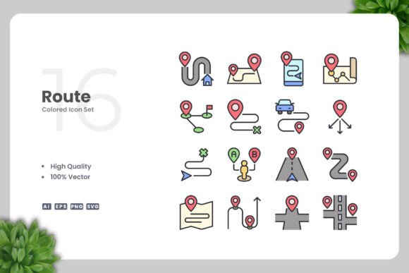Route Colored Icons for Creative Projects