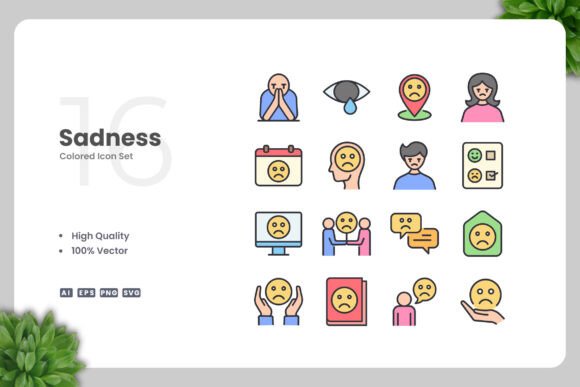 Sadness Colored Icons: A Simple and Clean Design for Modern Use