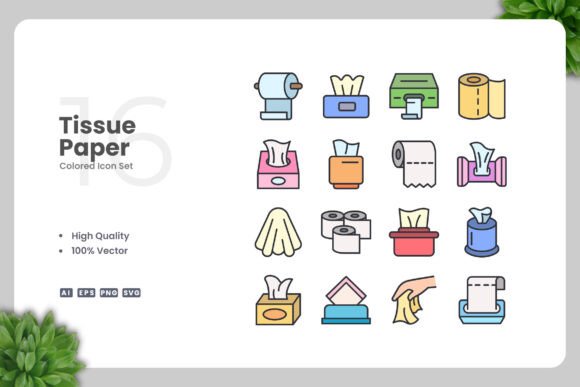 Tissue Paper Colored Icons for Modern Design