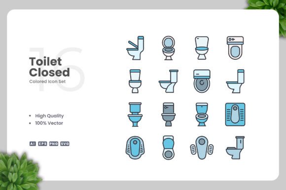 Toilet Closed Colored Icons