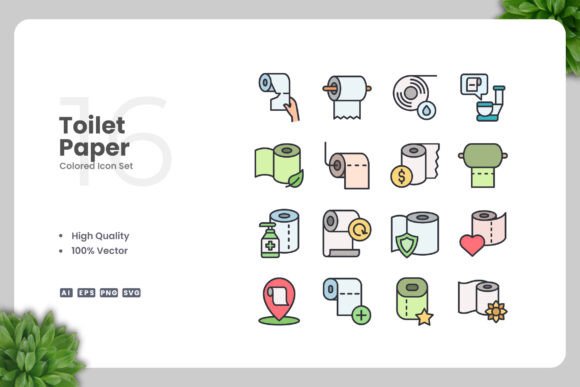 Toilet Paper Colored Icons: A Versatile Design Solution for Modern Projects