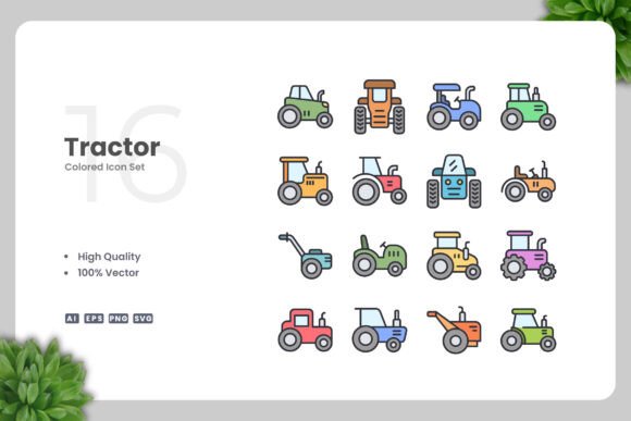 Tractor Colored Icons: A Versatile Design Solution