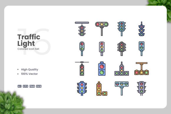Traffic Light Colored Icons for Modern Design Needs