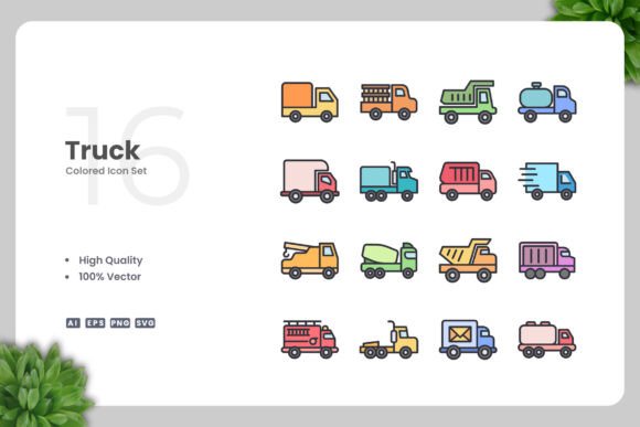 Truck Colored Icons: A Versatile Design Resource for Modern Creatives