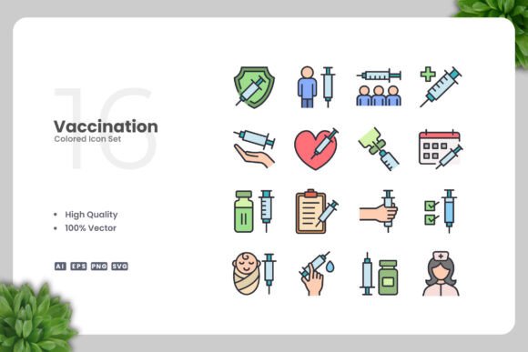 Vaccination Colored Icons: A Simple and Clean Design for Modern Communication